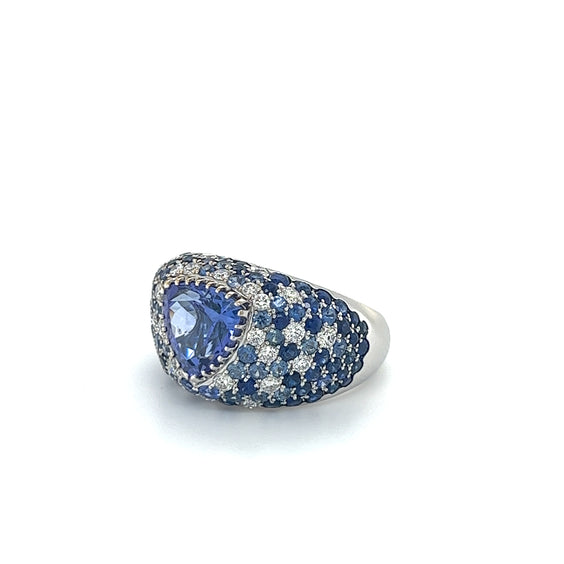 Tanzanite, Sapphire and Diamond Ring