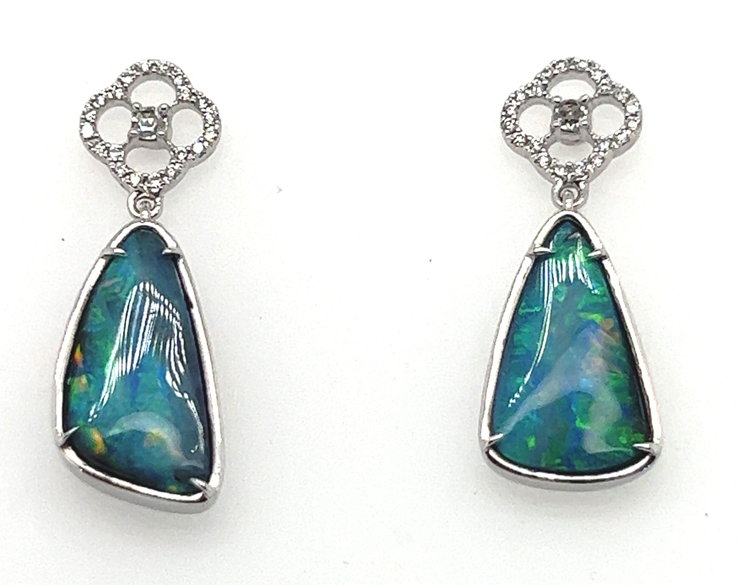 Boulder Opal Diamond Drop Earrings