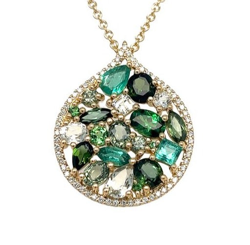 Mosaïque Éternelle Emeralds & Green Sapphires Pendant