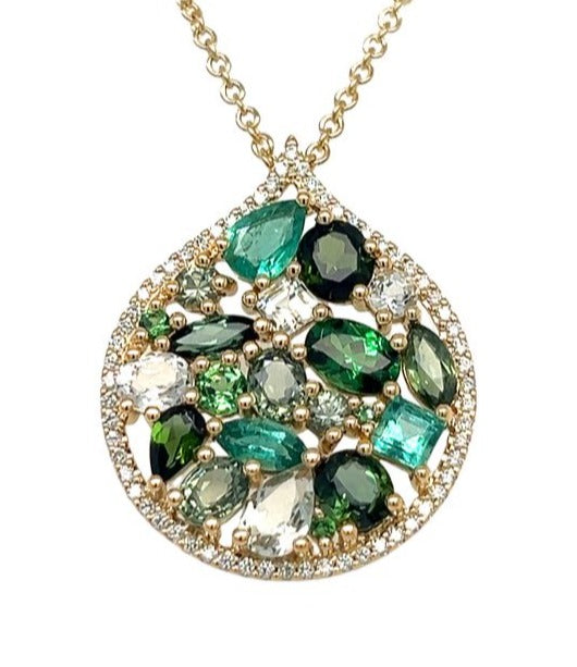 Mosaïque Éternelle Emeralds & Green Sapphires Pendant