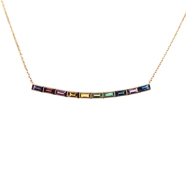 Rainbow Gemstones Baguette Pendant