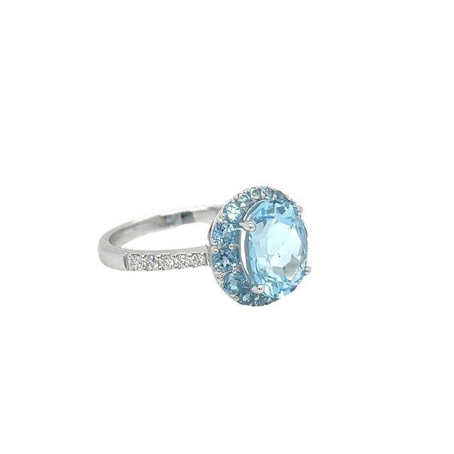 Sky Blue Topaz & Diamond Ring
