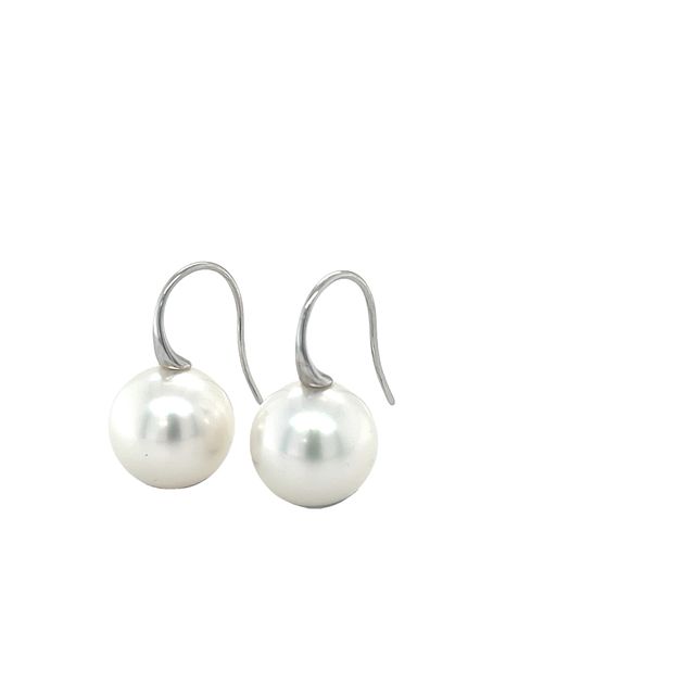 Australian South Sea Pearl & Diamond Drop Earrings