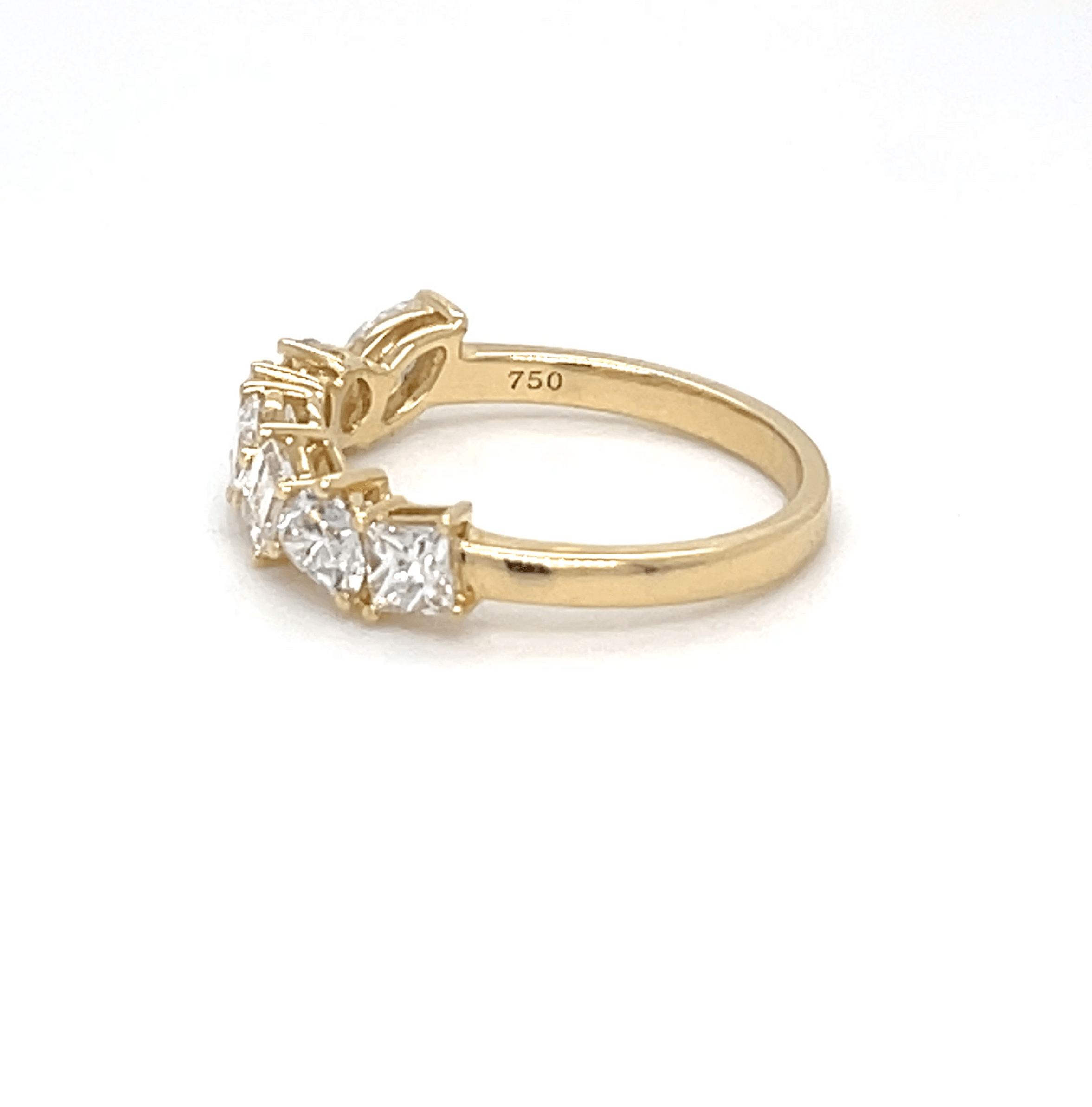 Asymmetric - Mixed Shapes Diamonds Wedding Ring