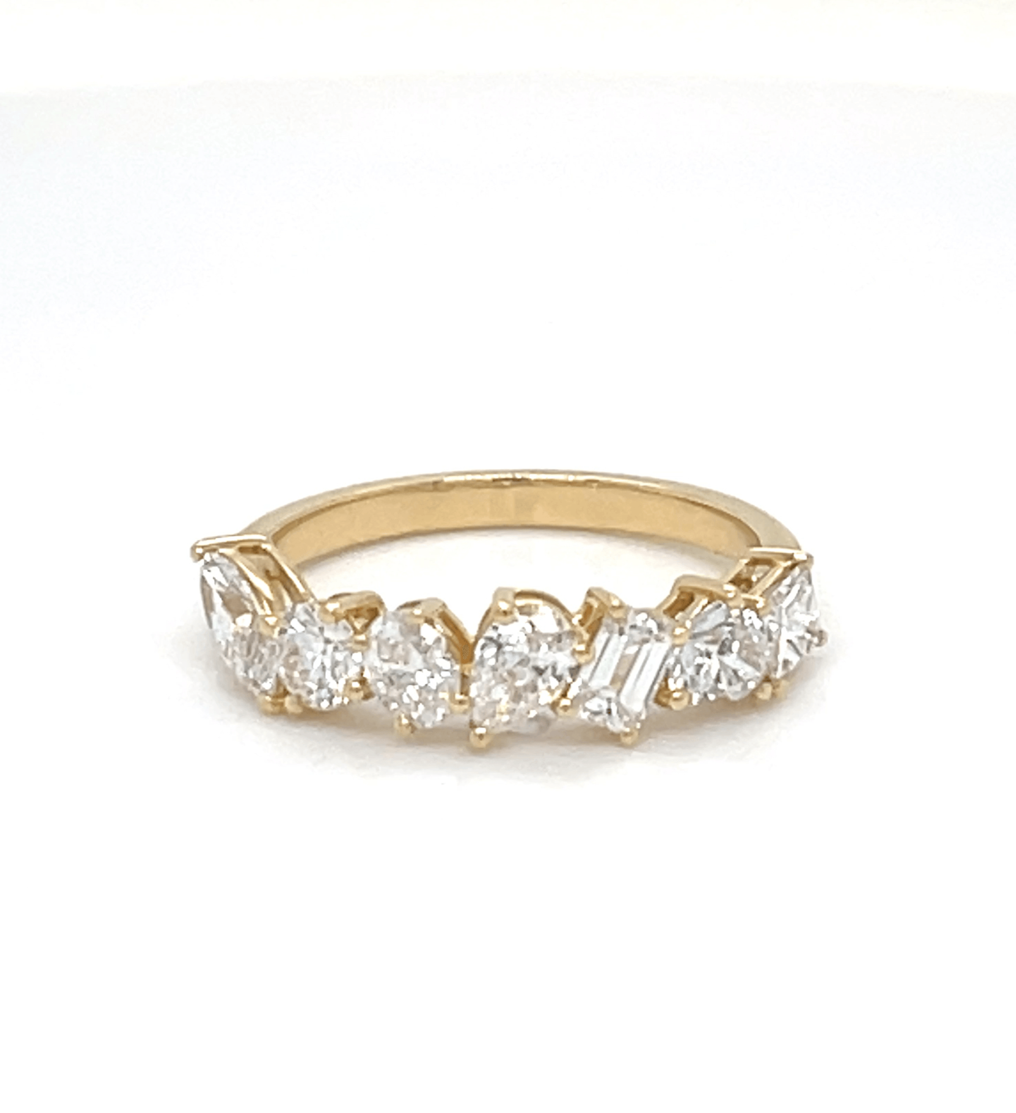 Asymmetric - Mixed Shapes Diamonds Wedding Ring