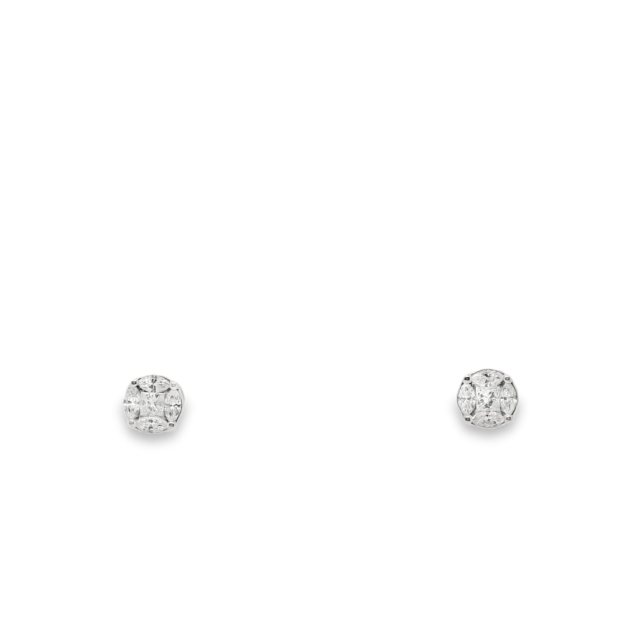 Princess cut Diamond Halo Studs