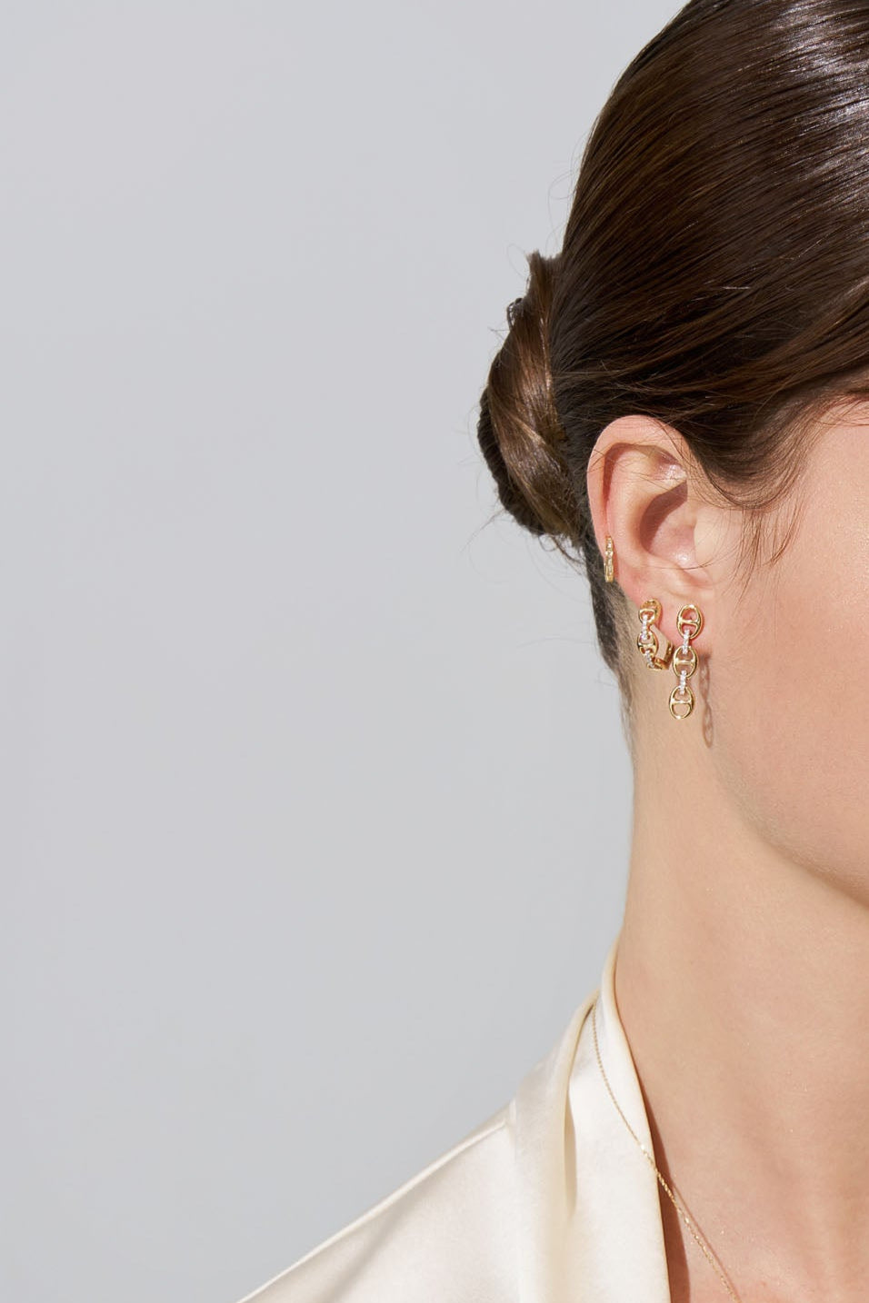 Anchor Gold Links Diamond Earrings