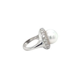 Pearl Diamond Cushion Ring