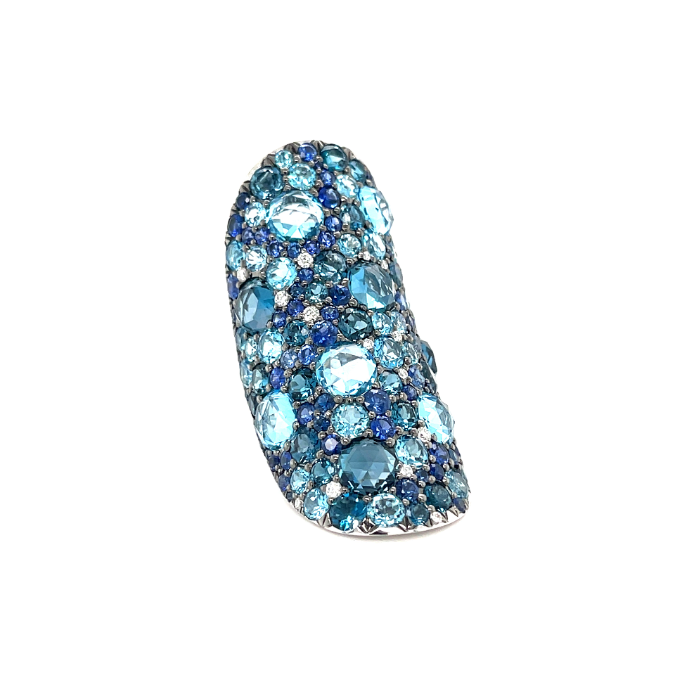 Mosaïque Éternelle Blue Sapphires and Blue Topaz Ring
