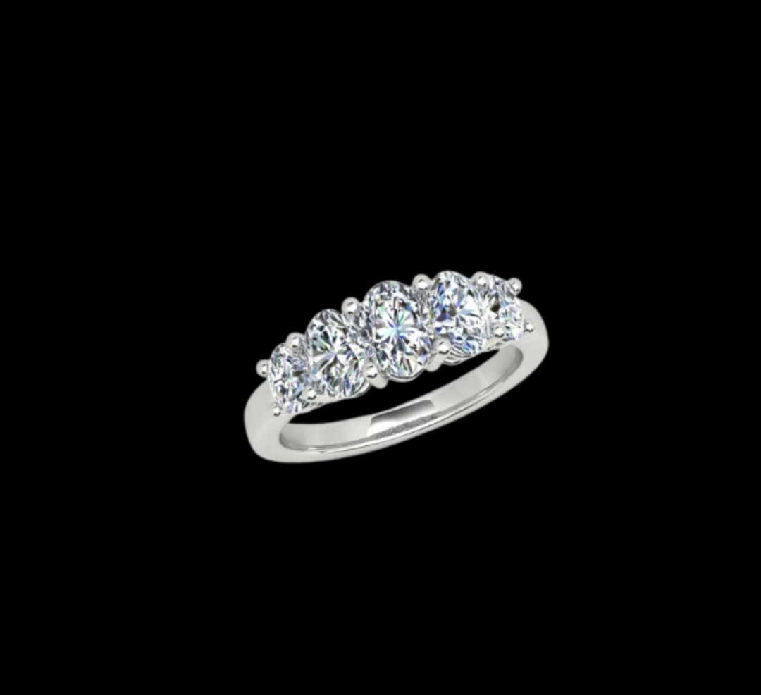 Five Stone Oval Diamond Engagement Ring