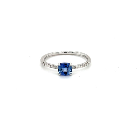 White Gold Diamond & Blue Sapphire Ring