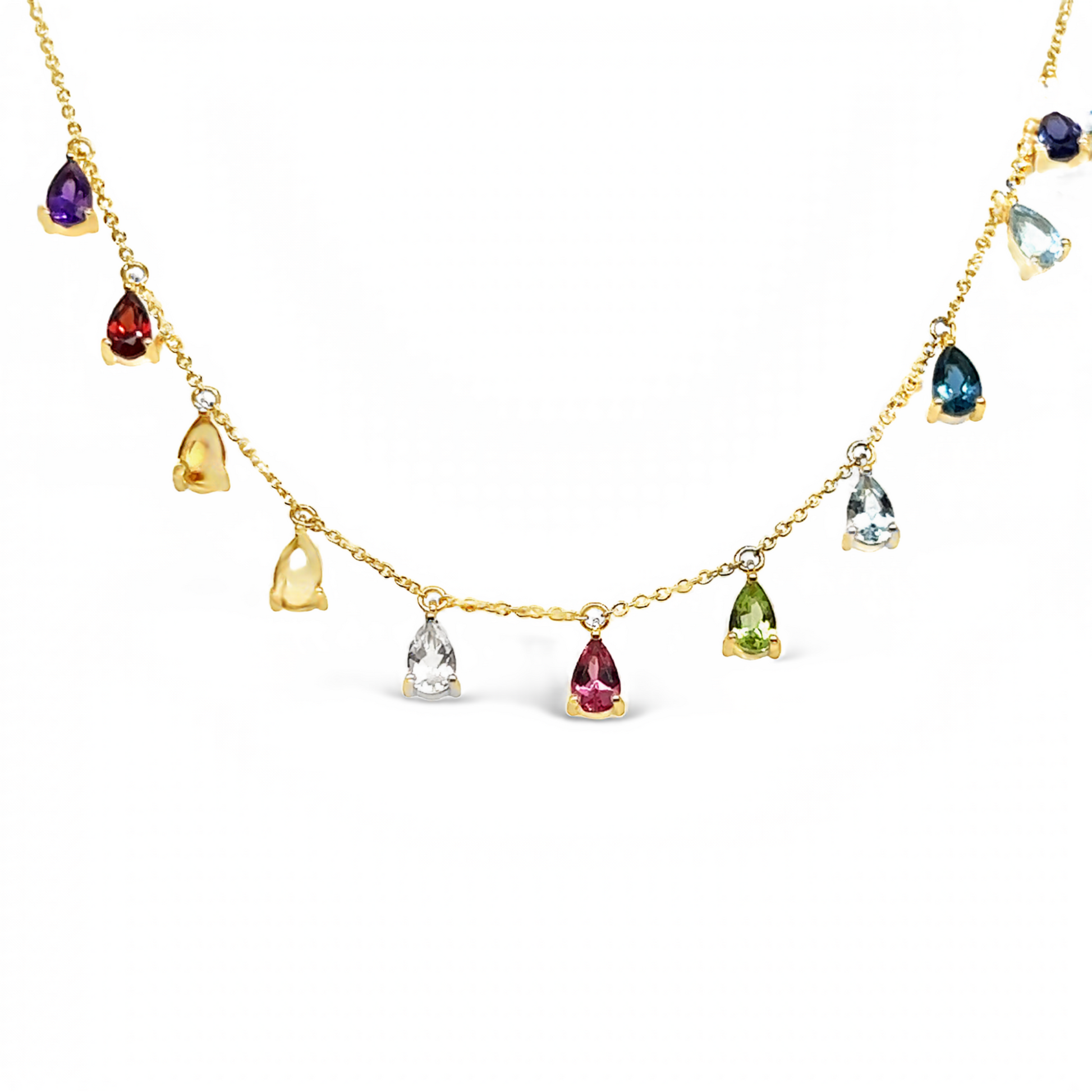 Rainbow Pear Drop Gemstones Pendant