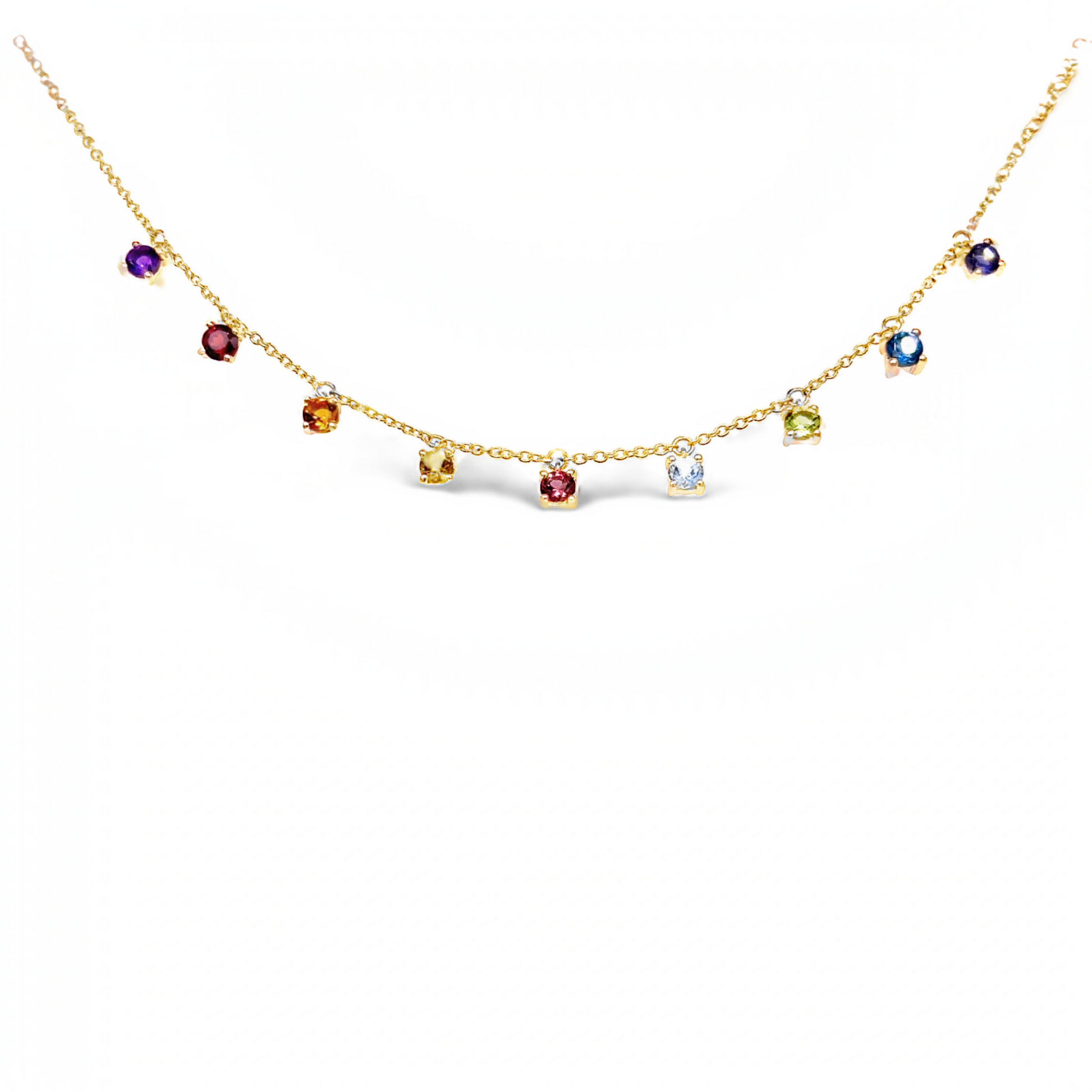 Rainbow Gemstones Drop Round Pendant