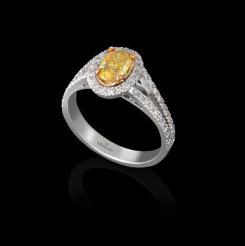 Natural Fancy Yellow Oval Diamond Ring