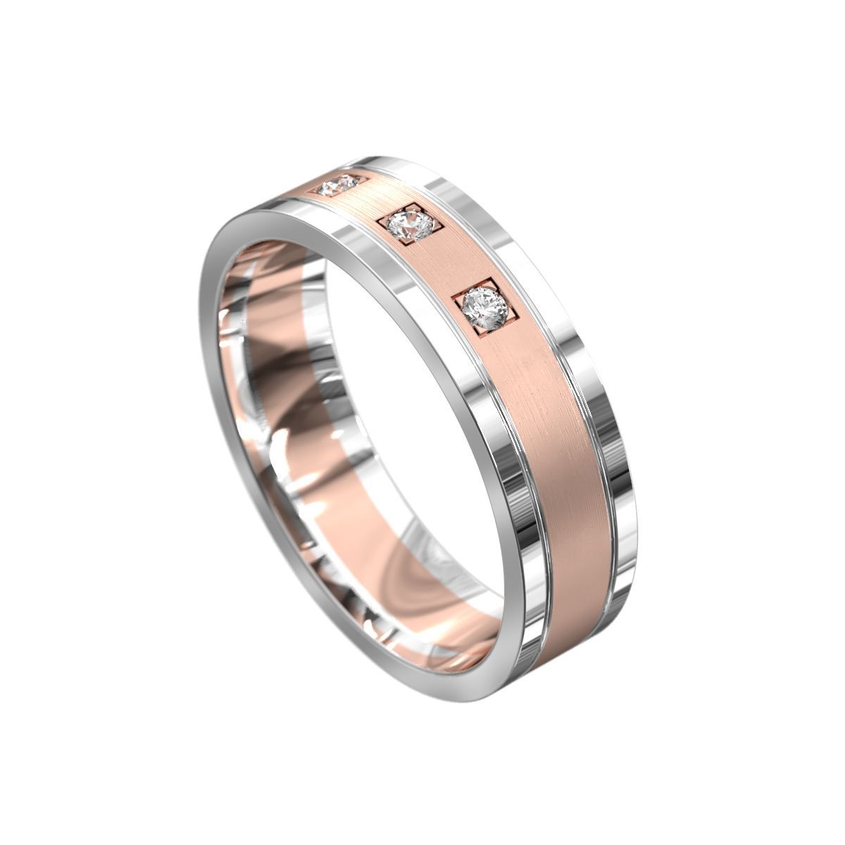 Matt & Polished Three Stone Diamond Ring