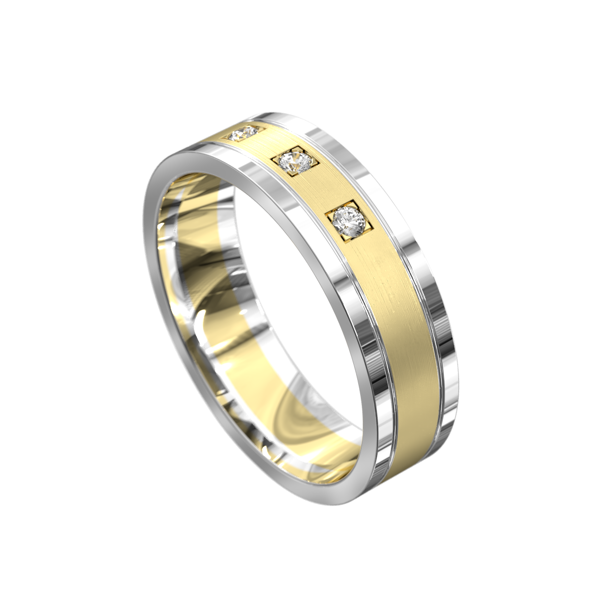 Matt & Polished Three Stone Diamond Ring