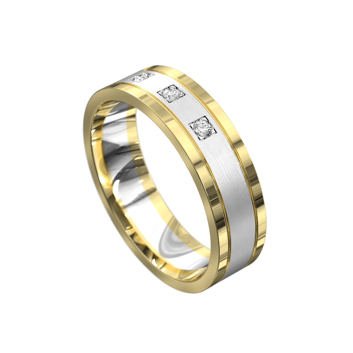 Matt & Polished Three Stone Diamond Ring