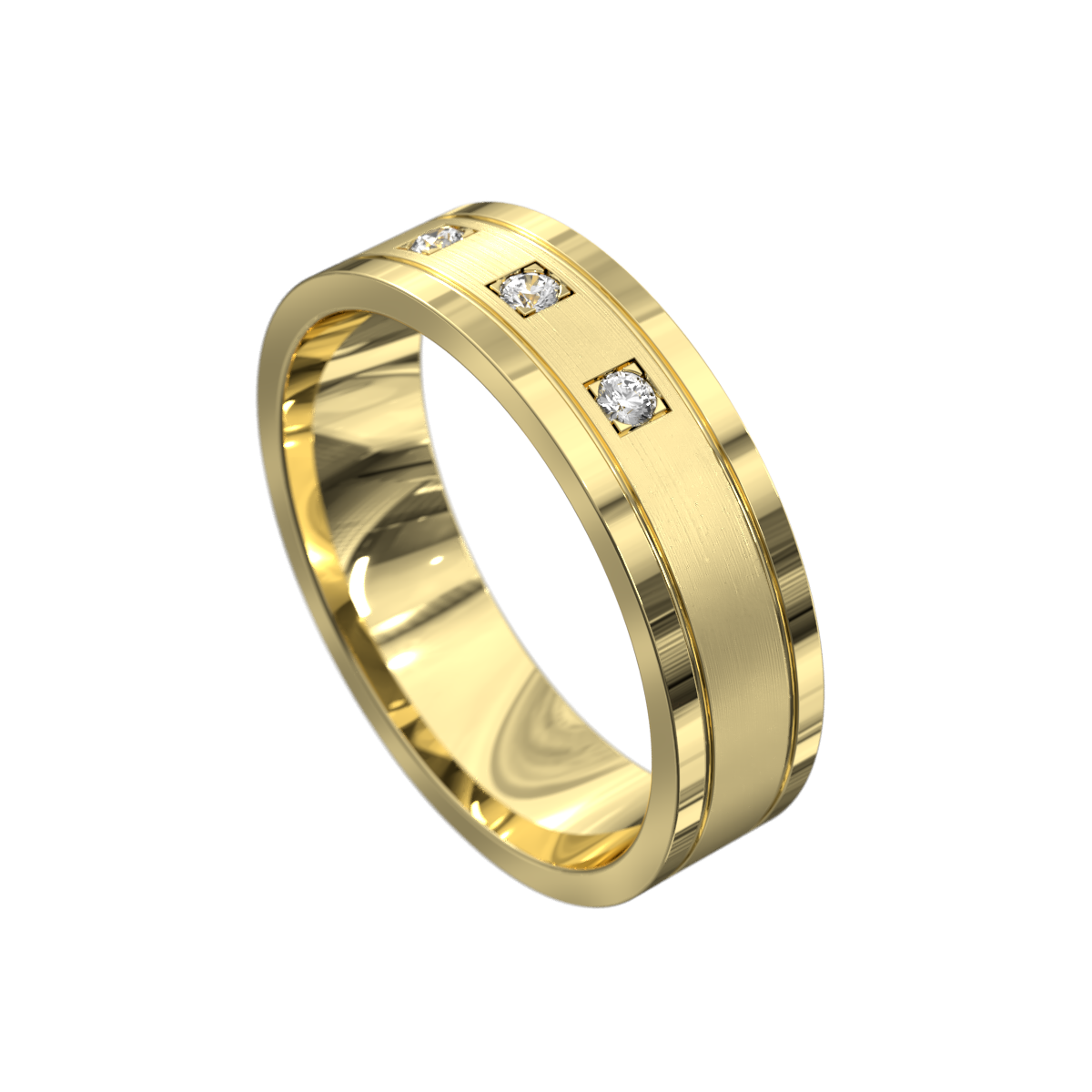 Matt & Polished Three Stone Diamond Ring
