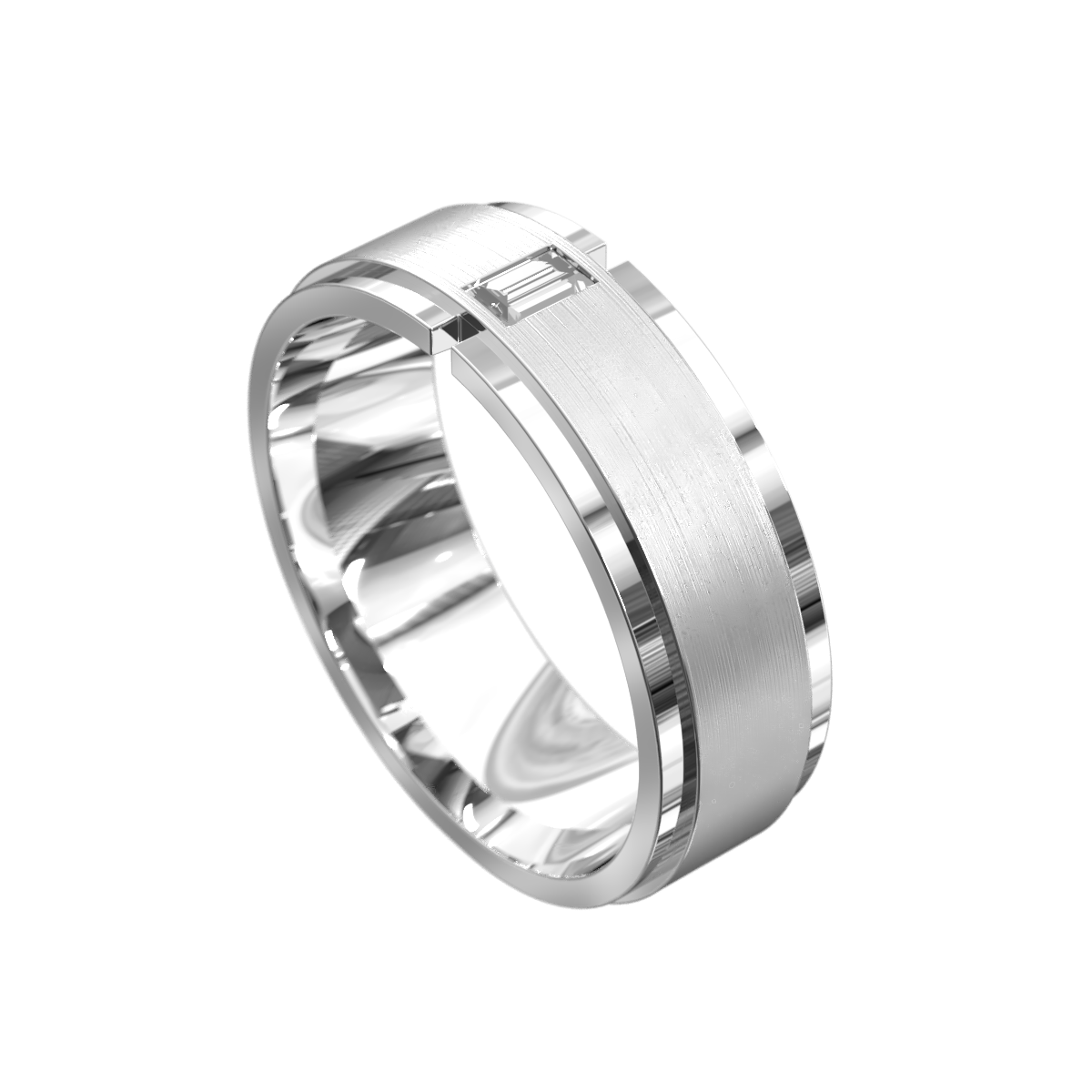 Emerald Cut Section Diamond Polished Ring