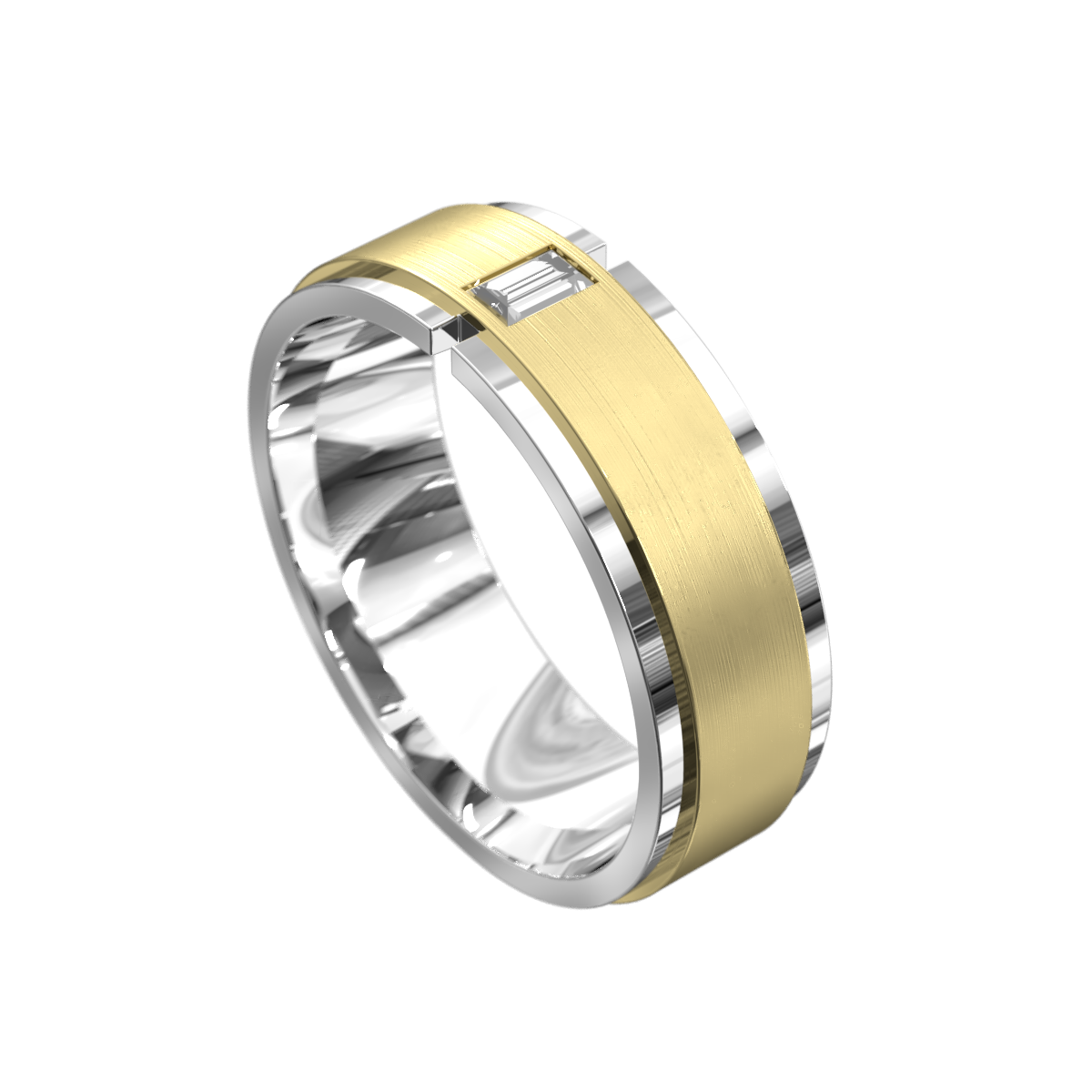 Emerald Cut Section Diamond Polished Ring