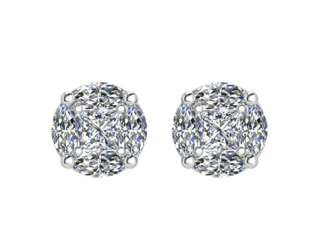 Illusion Cut Diamond Earrings