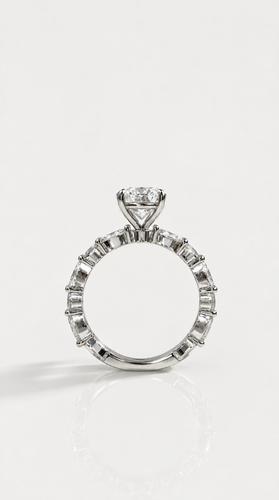 Pear Cut Diamond Engagement Ring with Marquise Band – side view