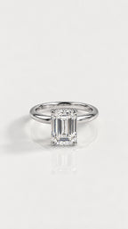 Emerald Cut Diamond Solitaire Engagement Ring – front view, 18ct white gold