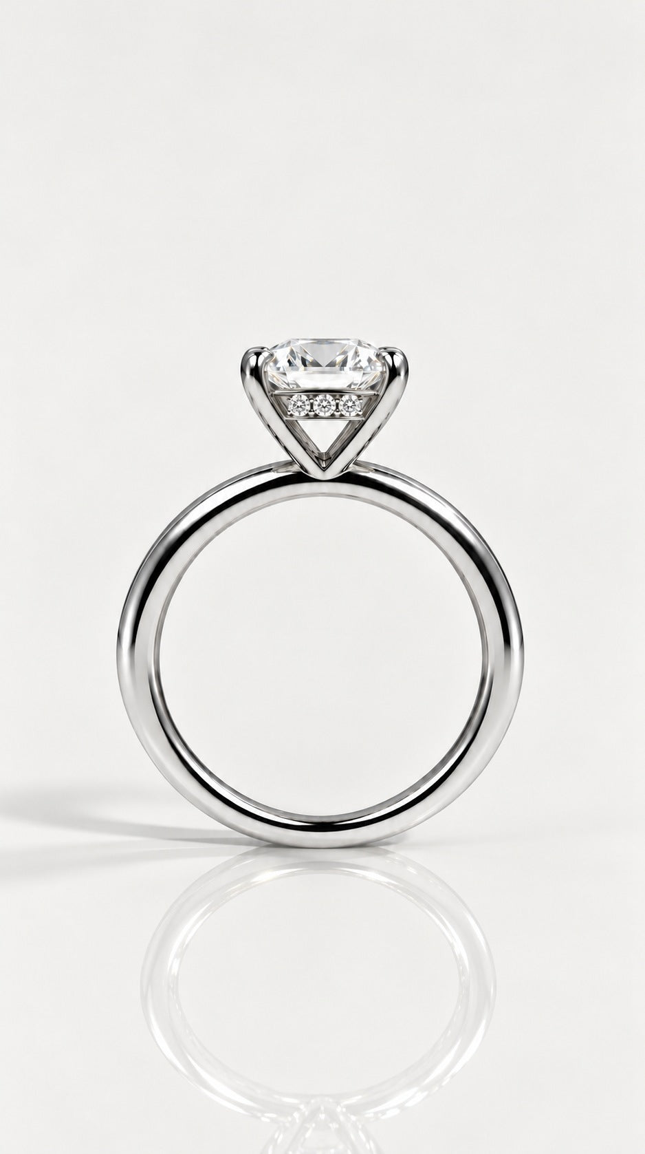 Emerald Cut Diamond Solitaire Engagement Ring – side view, 18ct white gold