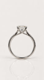 Emerald Cut Diamond Pavé Engagement Ring – side view, 18ct white gold