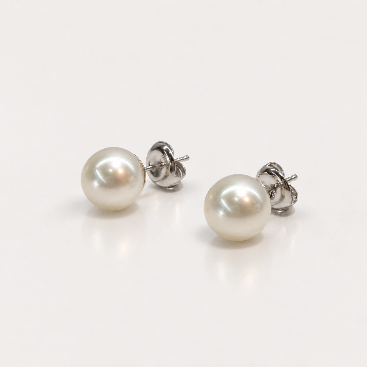 South Sea Pearl 10 mm Stud Earrings, 18ct White Gold – white gold