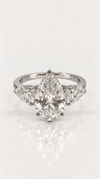 Pear Cut Diamond Trilogy Engagement Ring – front view