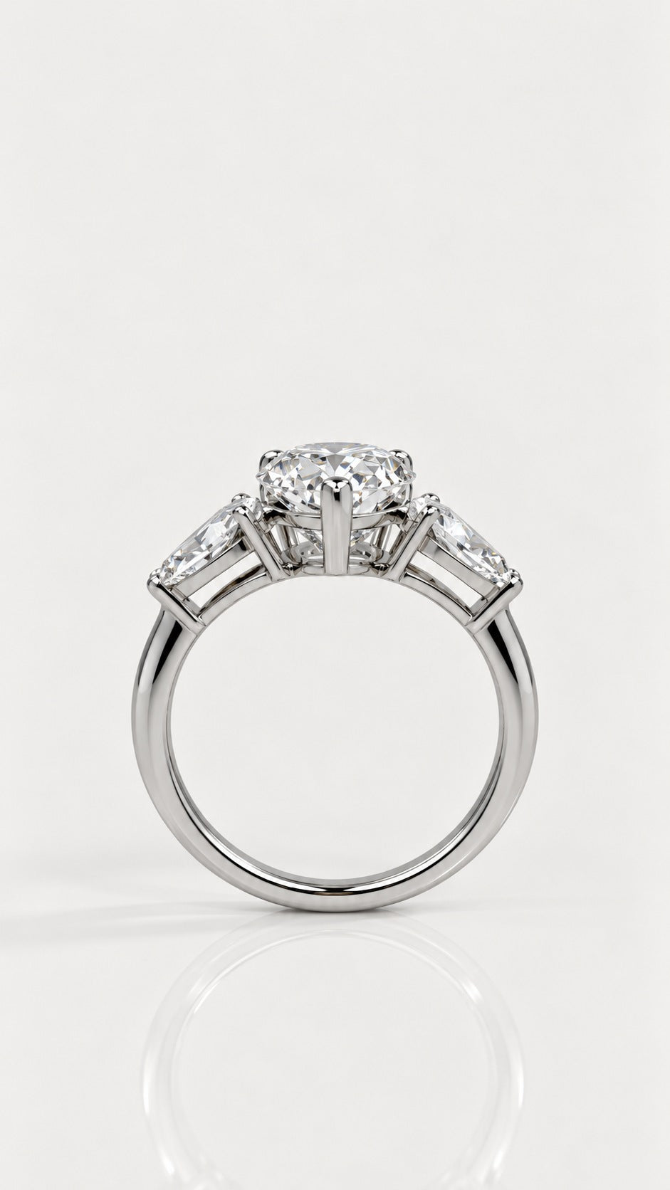 Pear Cut Diamond Trilogy Engagement Ring – side view