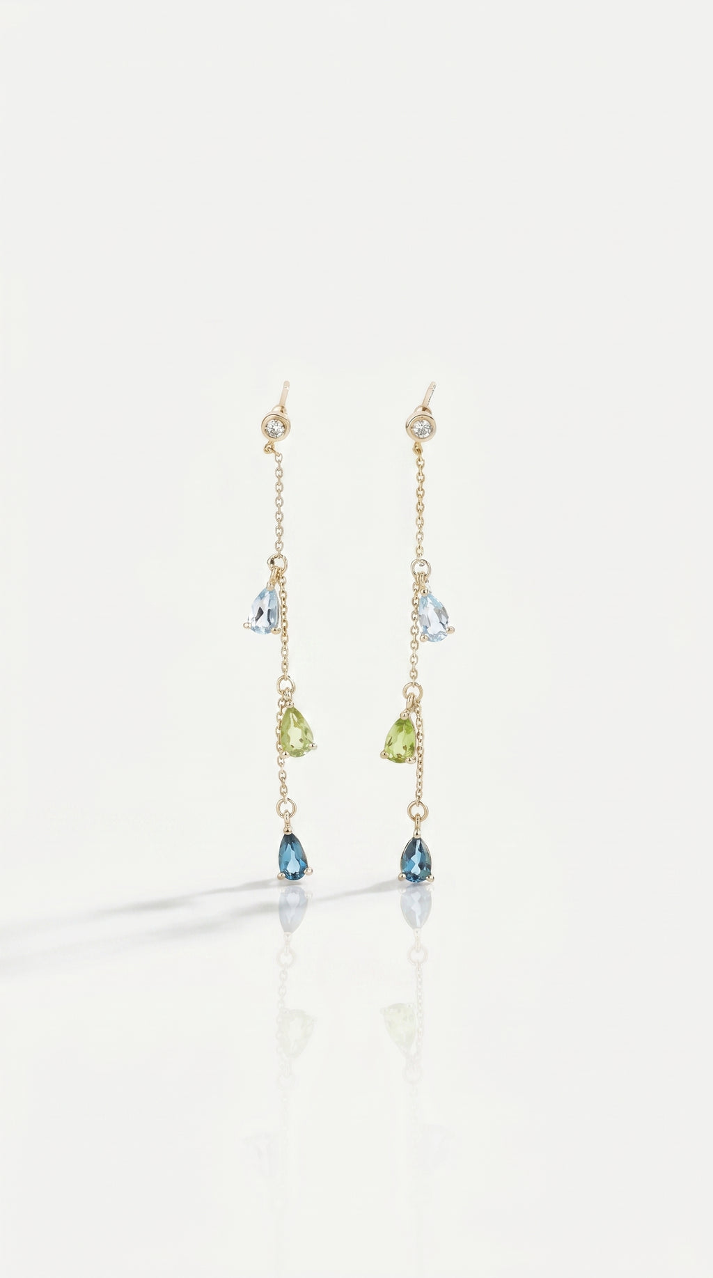 Rainbow Gemstones Drop Pear Shape Earrings — Levendi Jewellers