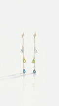 Rainbow Gemstones Drop Pear Shape Earrings