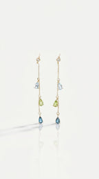 Rainbow Gemstones Drop Pear Shape Earrings — Levendi Jewellers