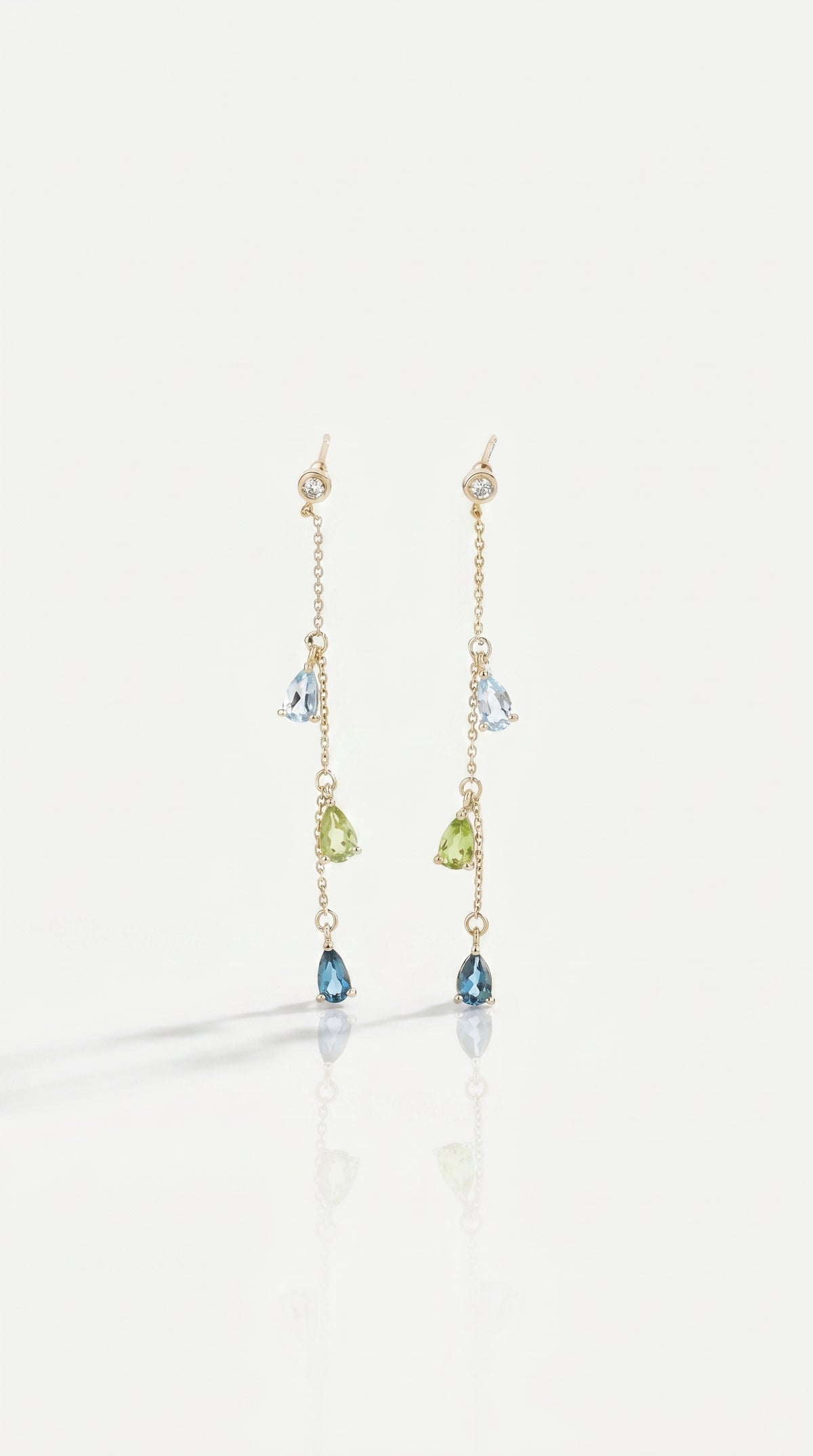 Rainbow Gemstones Drop Pear Shape Earrings — Levendi Jewellers