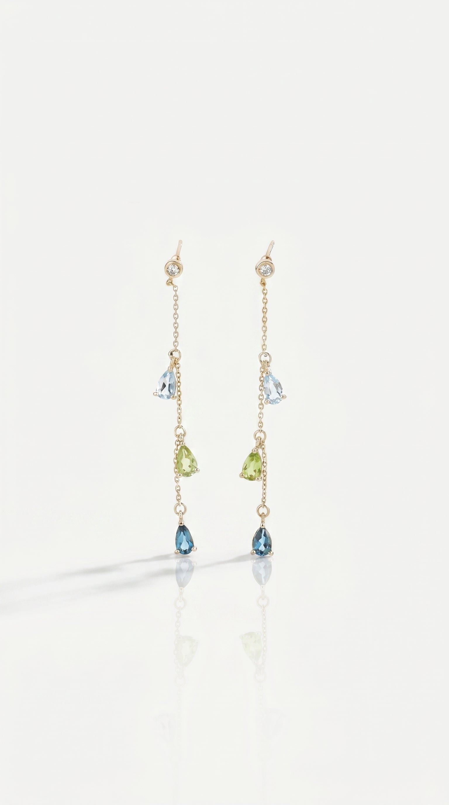 Rainbow Gemstones Drop Pear Shape Earrings