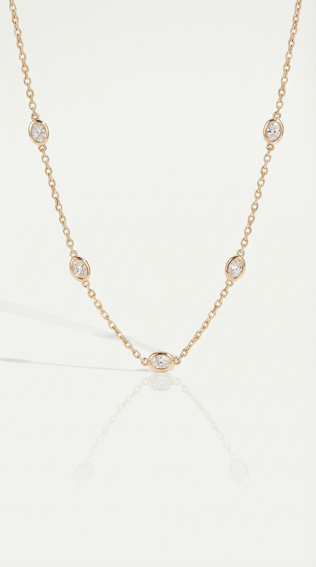 Pure Line - 12 Diamonds Oval cut Bezel Set Fine Necklace — Levendi Jewellers