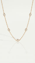 Pure Line - 12 Diamonds Oval cut Bezel Set Fine Necklace