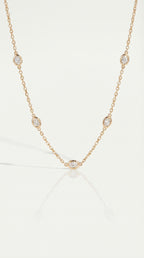 Pure Line - 12 Diamonds Oval cut Bezel Set Fine Necklace — Levendi Jewellers