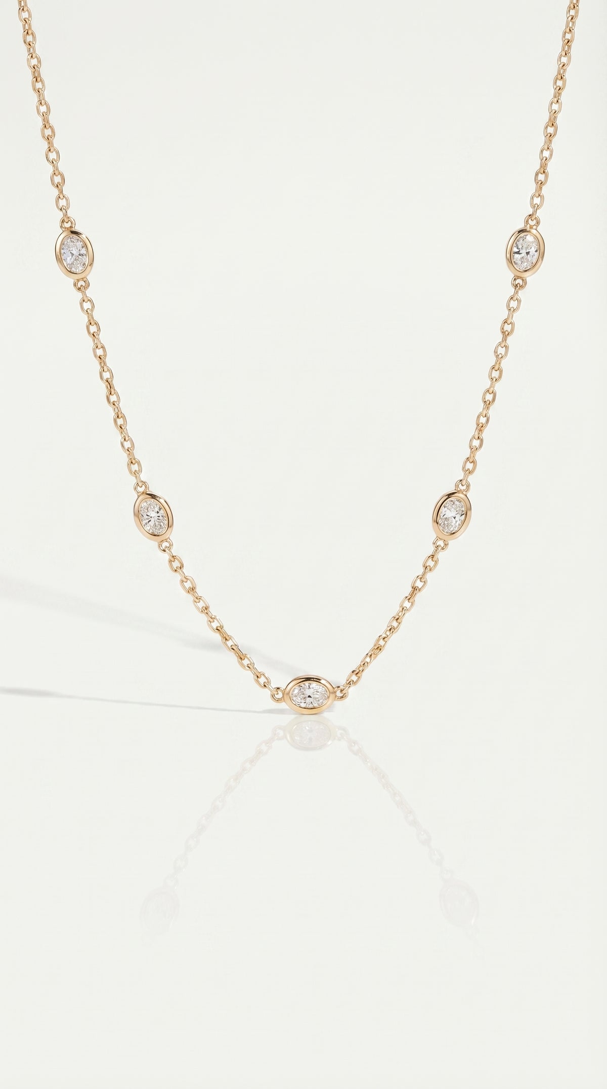 Pure Line - 12 Diamonds Oval cut Bezel Set Fine Necklace — Levendi Jewellers