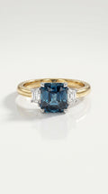 Levendi Classic Trilogy - Radiant Cut Australian Teal Sapphire Engagement Ring