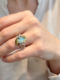 Australian Boulder Opal, Diamonds & Rubies Ring