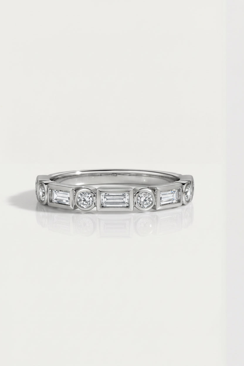 Wedding Band - Bezel Baguette & Round Brilliant Cut — Levendi Jewellers