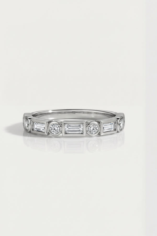 Wedding Band - Bezel Baguette & Round Brilliant Cut — Levendi Jewellers