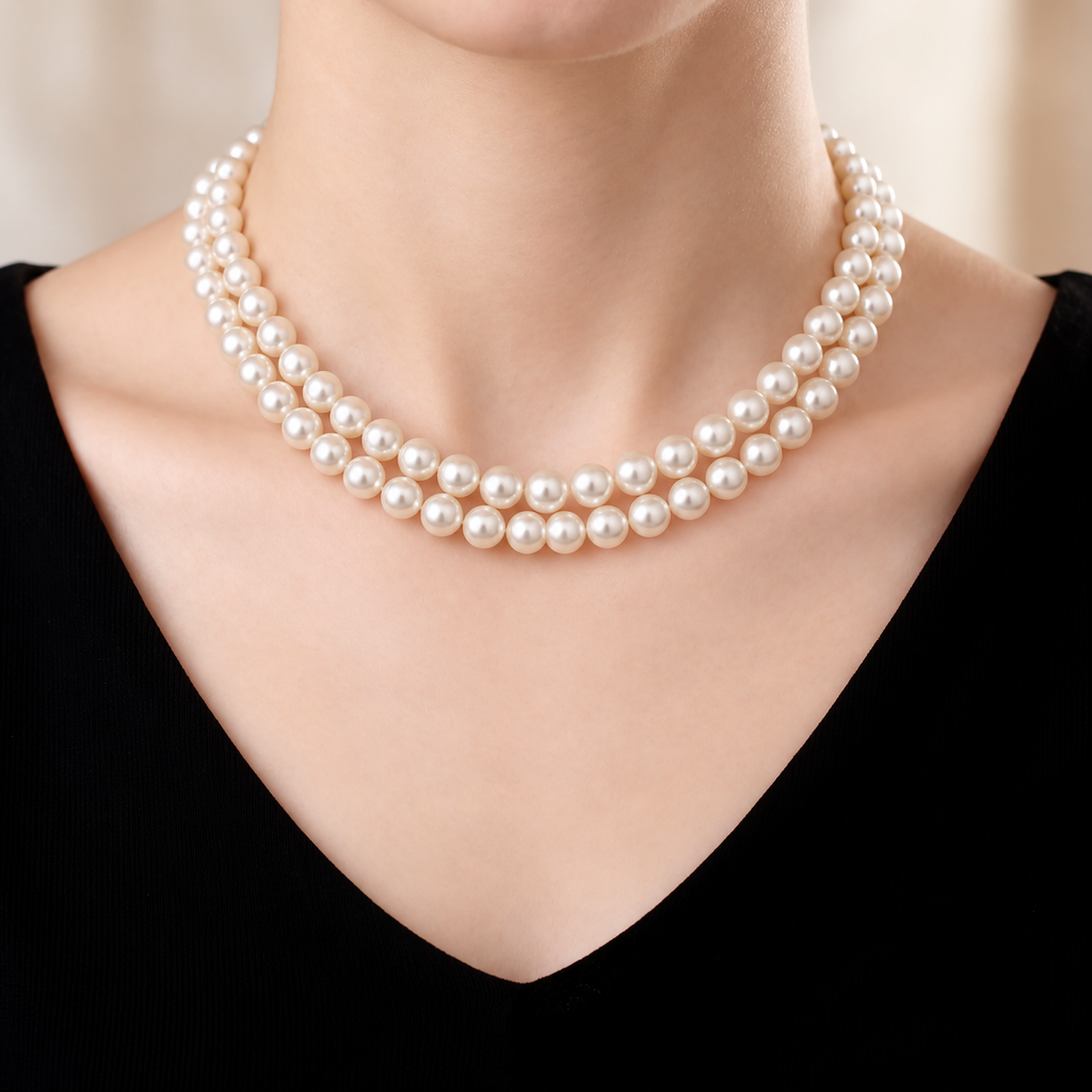 Australian South Sea Pearl Strand Necklace, 8–9 mm, 95 Pearls – worn doubled