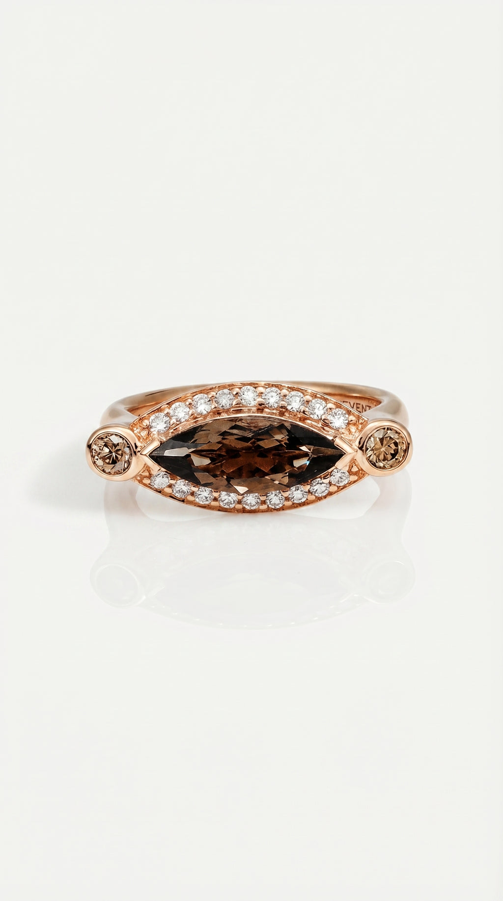 Dark Champagne Diamond Marquise Set East West Signet Ring — Levendi Jewellers