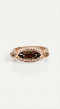 Dark Champagne Diamond Marquise Set East West Signet Ring