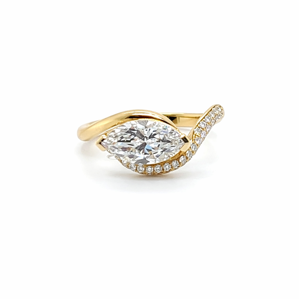 Levendi Wave of Love - Marquise Cut Pave Engagement Ring