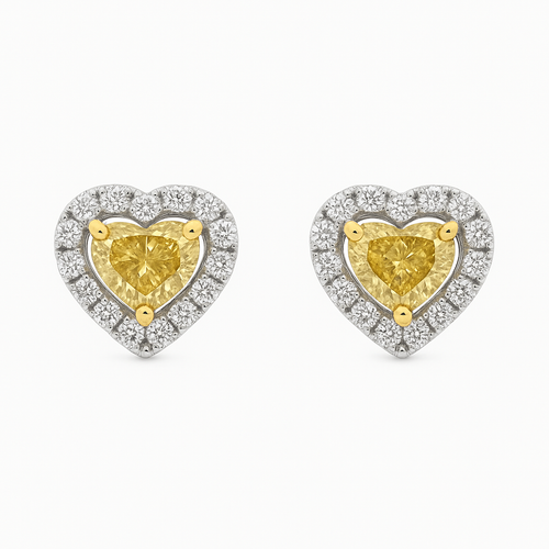 Amour - Yellow Diamond Heart Shape Studs Earrings